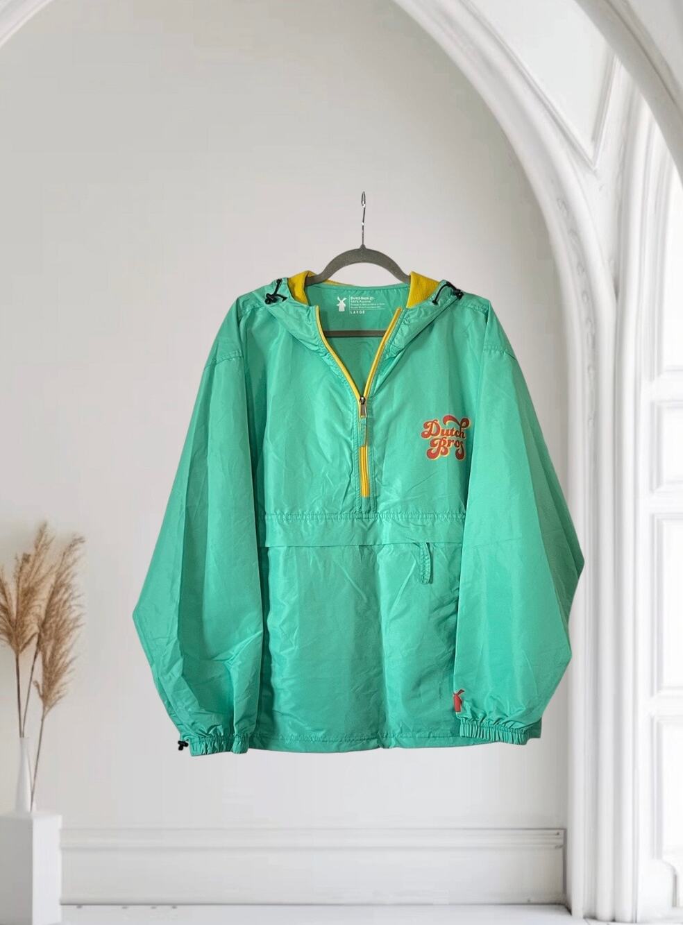 Dutch Bros Windbreaker Size Large Mint Green Jacket Unisex
